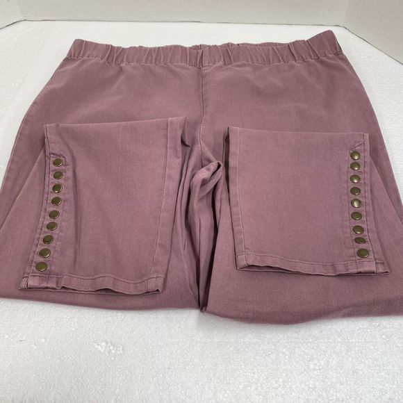 Soft Surroundings Ankle Pant Wine color with snaps at ankle Pull on denim Casual - Picture 5 of 11